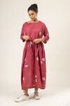 Doodlage_Pink Cotton Square Neck Batik Pattern Maxi Dress _Online_at_Aza_Fashions