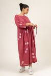 Shop_Doodlage_Pink Cotton Square Neck Batik Pattern Maxi Dress _Online_at_Aza_Fashions