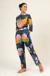 Doodlage_Multi Color Upcycled Cotton Print Midnight Blossom Mandarin Shirt With Pant _Online_at_Aza_Fashions