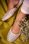 Buy_House of Kosha_White Crystal And Stone Work Cascade Embellished Juttis _at_Aza_Fashions