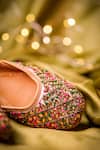 Shop_House Of Kosha_Multi Color Blush Blooms Hand Embroidered Juttis _at_Aza_Fashions