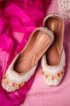 Buy_House Of Kosha_White Jewel Toned Beads Embroidered Juttis _at_Aza_Fashions