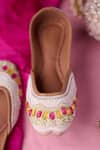 Shop_House Of Kosha_White Jewel Toned Beads Embroidered Juttis _at_Aza_Fashions