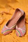 Buy_House Of Kosha_Multi Color Royal Sapphire Hand Embroidered Juttis _at_Aza_Fashions