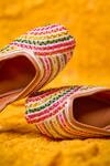 Shop_House Of Kosha_Multi Color Royal Sapphire Hand Embroidered Juttis _at_Aza_Fashions