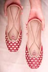 Shop_House Of Kosha_Maroon Rajwada Zari Hand Embroidered Juttis _at_Aza_Fashions