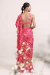 Shop_Miku Kumar_Pink Georgette Printed Floral Daffodil Pre-draped Saree With Blouse  _at_Aza_Fashions
