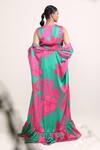 Shop_Miku Kumar_Pink Silk Printed Lily Cape Open Flared Pant Set  _at_Aza_Fashions