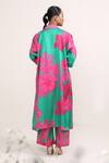 Shop_Miku Kumar_Pink Silk Sweetheart Neck Amarylis Printed Cape Pant Set _at_Aza_Fashions
