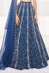 Disha Muchhala_Blue Silk Embroidered Cutdana V Neck Sequins Bridal Lehenga Set _Online_at_Aza_Fashions