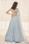 Shop_Disha Muchhala_Blue Lehenga Dupion Silk Embroidered Cutdana Plunge V French Knots Bridal Set _at_Aza_Fashions