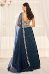 Shop_Disha Muchhala_Blue Lehenga Wrinkle Chiffon Embroidered Cutdana Round Blouse Set _at_Aza_Fashions