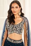 Disha Muchhala_Blue Lehenga Wrinkle Chiffon Embroidered Cutdana Round Blouse Set _Online_at_Aza_Fashions