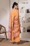 Shop_PREETI MEHTA_Yellow Lurex Chinon In 60% And 40% Polyester Hand Bloom Pattern Kaftan With Pant _at_Aza_Fashions