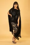 Preeti Mehta_Black Georgette, Viscose, Silk Embroidered Kaftan With Flower Banarasi Pant _at_Aza_Fashions