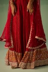 Shop_Surbhi Gupta_Red Cape Organza Print Mirror Placement Embellished Sharara Set  _Online_at_Aza_Fashions