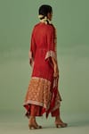 Shop_Surbhi Gupta_Red Blouse Chevron Print Kaftan Trouser Set_at_Aza_Fashions