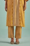 Buy_Surbhi Gupta_Yellow Kurta Bamboo Silk Print Chevron Geometric With Trouser  _Online_at_Aza_Fashions