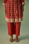 Surbhi Gupta_Red Kurta Bamboo Silk Print Quatrefoil V Short Anarkali With Trouser  _at_Aza_Fashions