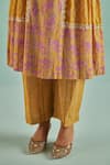 Shop_Surbhi Gupta_Yellow Kurta Bamboo Silk Print Geometric A Line With Trouser  _Online_at_Aza_Fashions