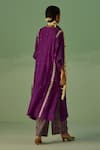 Shop_Surbhi Gupta_Purple Kaftan Bamboo Silk Print Dabka Embellished With Trouser _at_Aza_Fashions