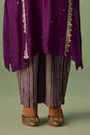 Shop_Surbhi Gupta_Purple Kaftan Bamboo Silk Print Dabka Embellished With Trouser _Online_at_Aza_Fashions