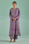 Buy_Surbhi Gupta_Purple Kurta Bamboo Silk Print Block Straight With Trouser _at_Aza_Fashions
