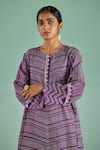 Surbhi Gupta_Purple Kurta Bamboo Silk Print Block Straight With Trouser _Online_at_Aza_Fashions
