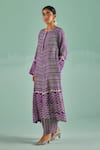 Shop_Surbhi Gupta_Purple Kurta Bamboo Silk Print Block Straight With Trouser _Online_at_Aza_Fashions