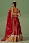 Shop_Surbhi Gupta_Red Blouse And Lehenga - Bamboo Silk Print Chevron V Neck Set _at_Aza_Fashions