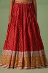 Buy_Surbhi Gupta_Red Blouse And Lehenga - Bamboo Silk Print Chevron V Neck Set _Online_at_Aza_Fashions
