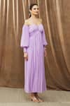 Buy_Bump Loving_Purple Shell Viscose Chiffon Hand Ariel Off-shoulder Maternity Gown _Online_at_Aza_Fashions