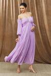 Buy_Bump Loving_Purple Shell Viscose Chiffon Hand Ariel Off-shoulder Maternity Gown _at_Aza_Fashions