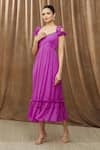 Buy_Bump Loving_Purple Shell Viscose Chiffon Hand Alissia Ruffled Maternity Dress _Online_at_Aza_Fashions