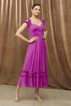 Shop_Bump Loving_Purple Shell Viscose Chiffon Hand Alissia Ruffled Maternity Dress  _Online_at_Aza_Fashions