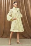 Buy_Bump Loving_Yellow Shell Viscose Georgette Imprints Siena Maternity Dress _Online_at_Aza_Fashions