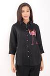 Buy Linen Bloom Black Linen Embroidery Collared Flamingo Shirt Online at Aza Fashions Buy_Linen Bloom_Black Linen Embroidery Collared Flamingo Shirt _Online_at_Aza_Fashions
