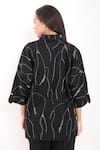 Shop_Linen Bloom_Black 100% Linen Embroidery Foliage Collar Zari Oversized Shirt _at_Aza_Fashions