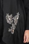 Buy_Linen Bloom_Black 100% Linen Embroidery Bloom Round Nalki High Low Tunic 