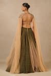 Shop_Tarun Tahiliani_Green Skirt Metallic Crinkle Embroidered And Embellished Ombre & Blouse Set _at_Aza_Fashions