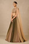 Buy_Tarun Tahiliani_Green Skirt Metallic Crinkle Embroidered And Embellished Ombre & Blouse Set _Online_at_Aza_Fashions