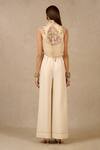 Shop_Tarun Tahiliani_Ivory Tulle Embroidered And Embellished Gara High Neck Collar Thread Gillet _at_Aza_Fashions