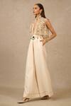 Buy_Tarun Tahiliani_Ivory Tulle Embroidered And Embellished Gara High Neck Collar Thread Gillet _Online_at_Aza_Fashions