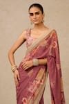 Tarun Tahiliani_Purple Saree Charmeuse Satin Printed And Embellished Floral & Blouse Set _Online_at_Aza_Fashions