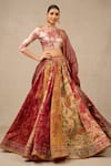 Buy_Tarun Tahiliani_Multi Color Lehenga Kasab Satin Printed And Embellished Panelled Bridal Set_at_Aza_Fashions