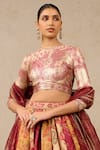 Buy_Tarun Tahiliani_Multi Color Lehenga Kasab Satin Printed And Embellished Panelled Bridal Set_Online_at_Aza_Fashions