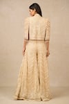 Shop_Tarun Tahiliani_Ivory Tulle Embroidery Sequin Mandarin Collar Stripe Cape _at_Aza_Fashions