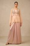 Buy_Tarun Tahiliani_Pink Tulle Embroidery Sequin Open Cape _at_Aza_Fashions