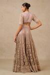 Shop_Tarun Tahiliani_Purple Tulle Pearls, Sequins, Embroidery Plunge Neck Floral Jumpsuit_at_Aza_Fashions