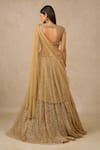 Shop_Tarun Tahiliani_Brown Tulle Embroidery Thread Sweetheart Neck Sequin Bridal Lehenga Set _at_Aza_Fashions